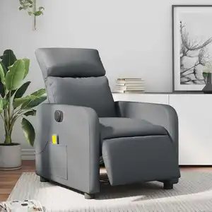 vidaXL Fauteuil de massage inclinable électrique gris similicuir pas cher