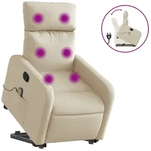 Comparateur de prix : vidaXL Fauteuil inclinable de massage Crème Tissu
