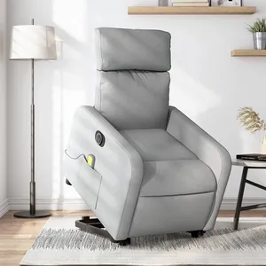 Comparateur de prix : vidaXL Fauteuil inclinable de massage électrique Gris clair Tissu