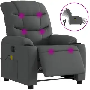 vidaXL Fauteuil inclinable de massage électrique gris foncé tissu pas cher