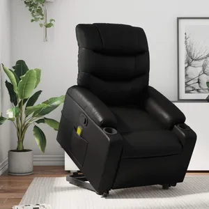 vidaXL Fauteuil inclinable de massage Noir Similicuir pas cher