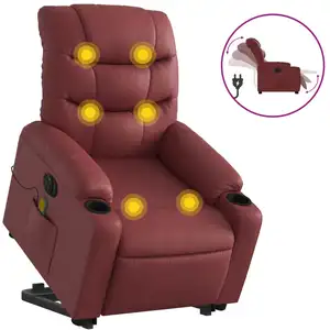 Comparateur de prix : vidaXL Fauteuil inclinable de massage électrique rouge bordeaux