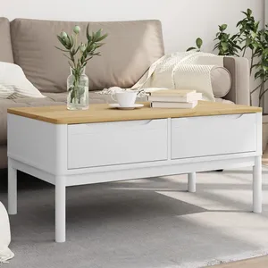 vidaXL Table basse FLORO blanc 99x55,5x45 cm bois massif de pin pas cher