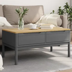 vidaXL Table basse FLORO gris 99x55,5x45 cm bois massif de pin pas cher