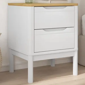 vidaXL Table de chevet FLORO blanc 45x39x57 cm bois de pin massif pas cher