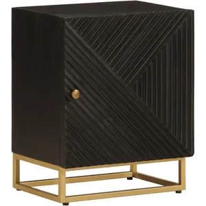 vidaXL Table de chevet noir 40x30x50 cm bois massif manguier et fer pas cher