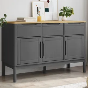vidaXL Buffet FLORO gris 114x43x74 cm bois massif de pin pas cher