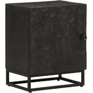 vidaXL Table de chevet noir 40x30x50 cm bois massif manguier et fer pas cher