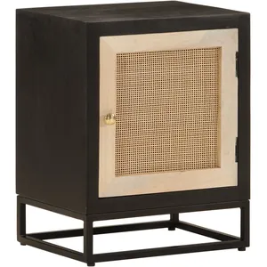 vidaXL Table de chevet noir 40x30x50 cm bois massif manguier et fer pas cher
