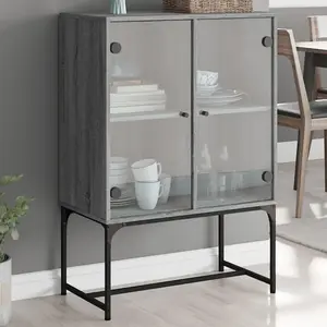 vidaXL Armoire latérale avec portes en verre sonoma gris 69x37x100 cm pas cher