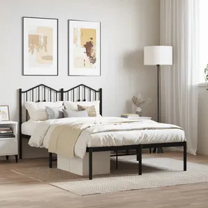 vidaXL Cadre de lit métal avec tête de lit noir 120x190 cm pas cher