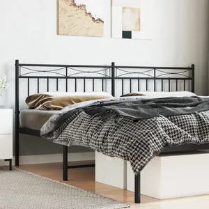 vidaXL Tête de lit métal noir 180 cm pas cher