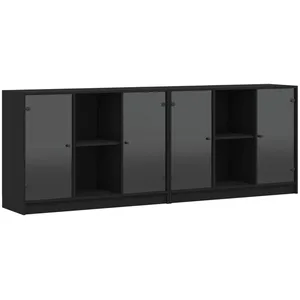 Comparateur de prix : vidaXL Bibliothèque avec portes noir 204x37x75 cm bois d'ingénierie