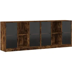 Comparateur de prix : vidaXL Bibliothèque avec portes chêne fumé 204x37x75 cm