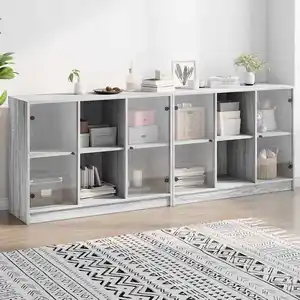 Comparateur de prix : vidaXL Bibliothèque avec portes sonoma gris 204x37x75 cm