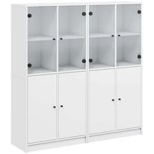Comparateur de prix : vidaXL Bibliothèque avec portes blanc 136x37x142 cm bois d'ingénierie