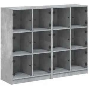 vidaXL Bibliothèque avec portes gris béton 136x37x109 cm pas cher