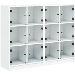 Comparateur de prix : vidaXL Bibliothèque avec portes blanc 136x37x109 cm bois d'ingénierie