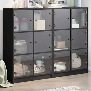 vidaXL Bibliothèque avec portes noir 136x37x109 cm bois d'ingénierie pas cher