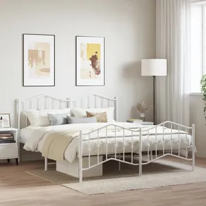 Vidaxl cadre de lit métal sans matelas et pied de lit blanc 183x213 cm pas cher