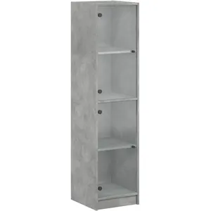 vidaXL Buffet avec portes en verre gris béton 35x37x142 cm pas cher