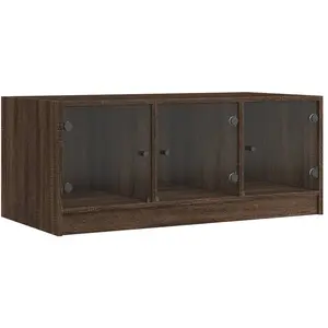 vidaXL Table basse avec portes en verre chêne marron 102x50x42 cm pas cher