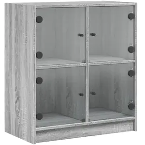 vidaXL Armoire latérale avec portes en verre sonoma gris 68x37x75,5 cm pas cher