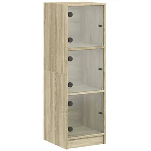 vidaXL Buffet avec portes en verre chêne sonoma 35x37x109 cm