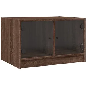 vidaXL Table basse avec portes en verre chêne marron 68x50x42 cm pas cher