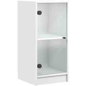 Comparateur de prix : vidaXL Armoire latérale avec portes en verre blanc 35x37x75,5 cm