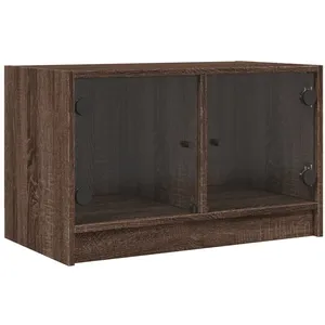vidaXL Meuble TV avec portes en verre chêne marron 68x37x42 cm pas cher