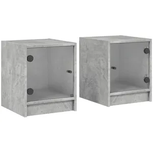Comparateur de prix : vidaXL Tables de chevet et portes vitrées 2 pcs gris béton 35x37x42 cm