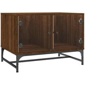 vidaXL Table basse avec portes en verre chêne marron 68,5x50x50 cm pas cher