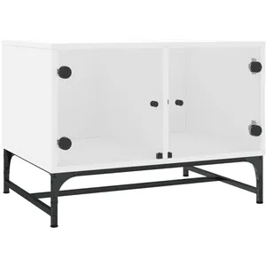 vidaXL Table basse avec portes en verre blanc 68,5x50x50 cm pas cher