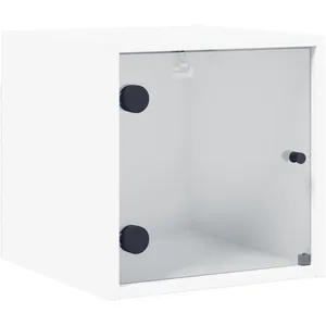 vidaXL Table de chevet avec porte en verre blanc 35x37x35 cm pas cher