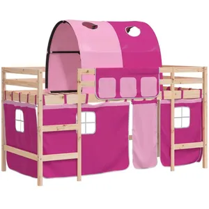 Comparateur de prix : Vidaxl lit mezzanine enfants avec tunnel sans matelas rose 80x200 cm