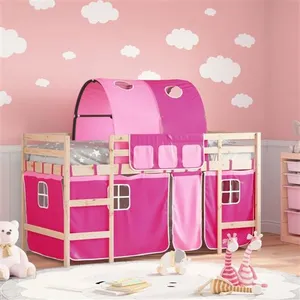 Comparateur de prix : Vidaxl - Lit mezzanine enfants avec tunnel sans matelas rose 90x190 cm