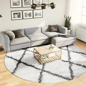 Comparateur de prix : vidaXL Tapis shaggy à poils longs moderne crème et noir Ø 280 cm