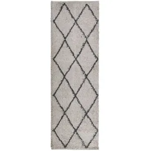 vidaXL Tapis shaggy à poils longs moderne beige anthracite 80x250 cm pas cher