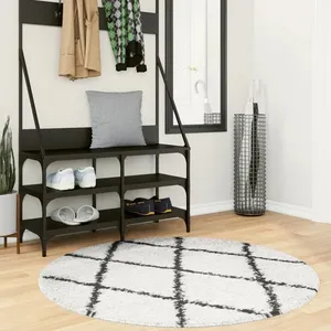 Comparateur de prix : vidaXL Tapis shaggy à poils longs moderne crème et noir Ø 120 cm