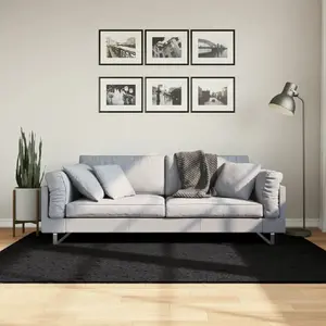Comparateur de prix : Vidaxl - Tapis shaggy pamplona poils longs moderne noir 140x200 cm