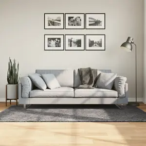 vidaXL Tapis HUARTE à poils courts doux lavable anthracite 100x200 cm pas cher