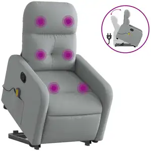 vidaXL Fauteuil de massage inclinable Gris clair Tissu pas cher