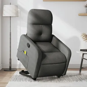 vidaXL Fauteuil de massage inclinable Gris foncé Tissu pas cher