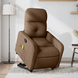 vidaXL Fauteuil de massage inclinable Marron Tissu pas cher