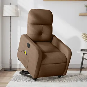 Comparateur de prix : vidaXL Fauteuil inclinable de massage électrique Marron Tissu