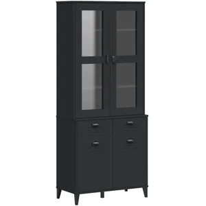vidaXL Buffet VIKEN noir 80x40x190 cm bois massif de pin pas cher