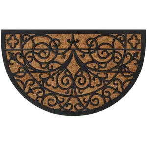 Comparateur de prix : vidaXL Tapis de porte demi-rond 45x75 cm caoutchouc et fibre de coco
