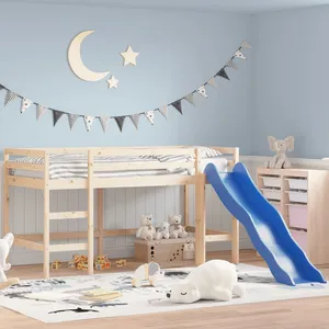 vidaXL Lit mezzanine enfants toboggan 90x190 cm bois pin massif pas cher