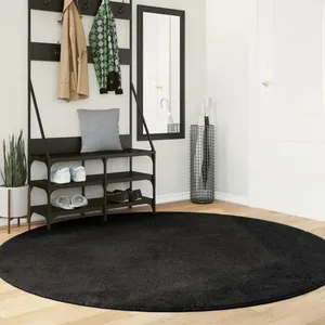 Comparateur de prix : vidaXL Tapis HUARTE à poils courts doux et lavable noir Ø 200 cm